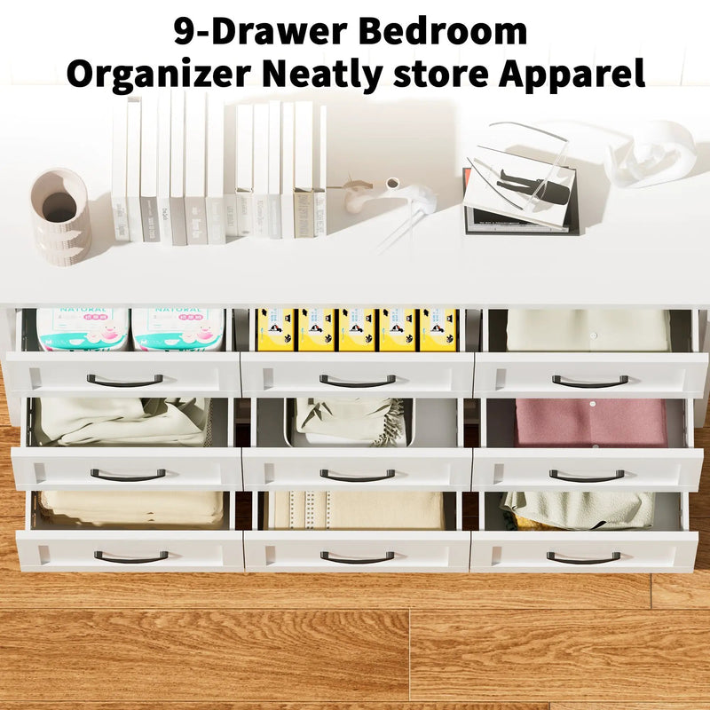 9 Drawer White Metal Dresser with Quiet-Glide Rails by HouseOfZazla