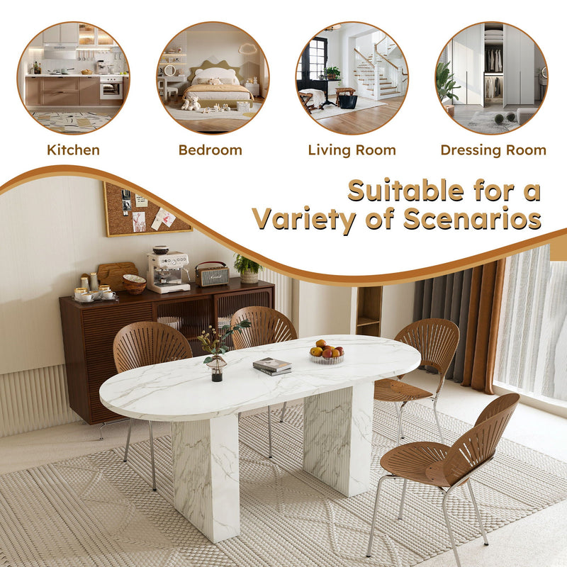 Oval Dining Table With Wood Strip Base by HouseOfZazla