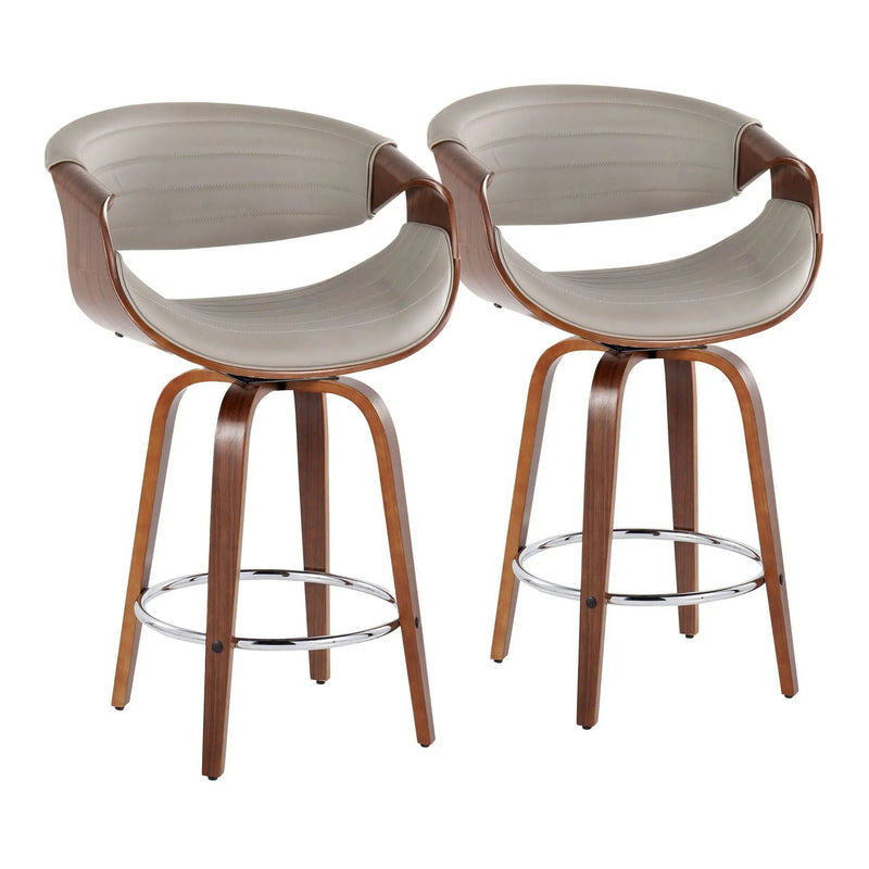 Symphony - Mid Century Modern Fixed Height Counter Stool & Swivel With Round Footrest (Set of 2) by Unique Piece Furniture