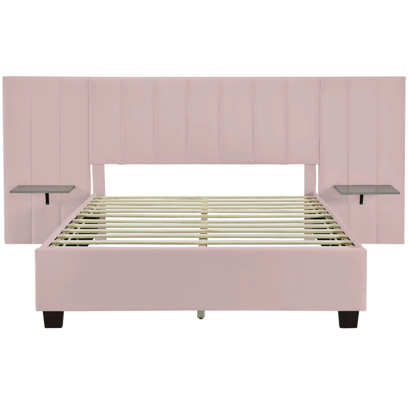 Upholstered Platform Bed With Big Headboard by Unique Piece Furniture