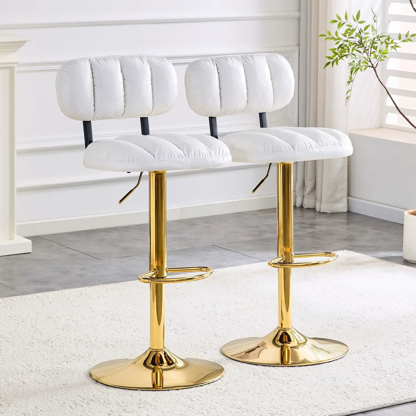 Adjustable Height Bar Stools & Footrest For Kitchen Island (Set of 2) by Unique Piece Furniture