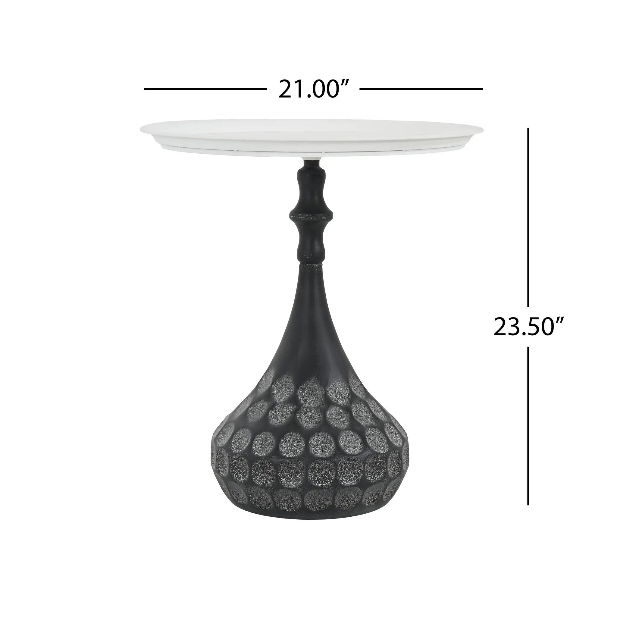 Accent Metal Coffee Table, Pedestal Table for Living Room, Hand-Hammered Texture, White+Black by HouseOfZazla