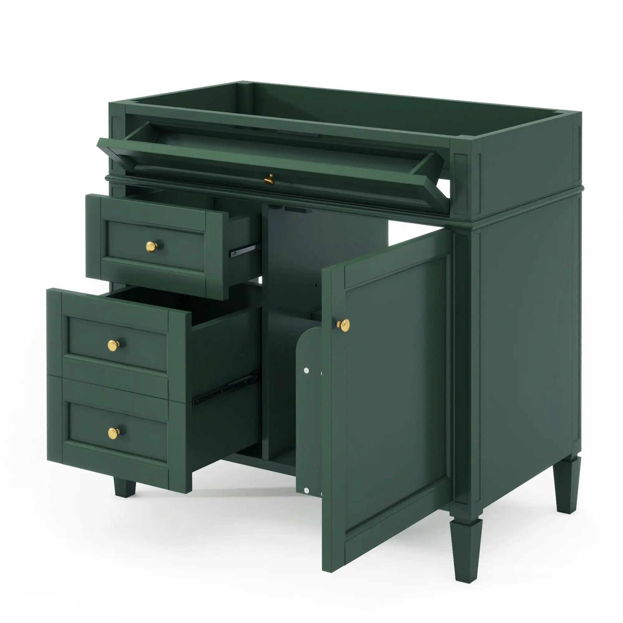 Bathroom Vanity With 2 Drawers And Tip-Out Drawer, Storage Cabinet by HouseOfZazla