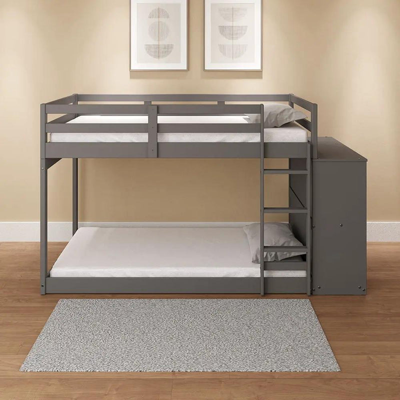 Gaston - Twin Over Twin Bunk Bed With 4 Drawers & 3 Compartments - Gray by Unique Piece Furniture