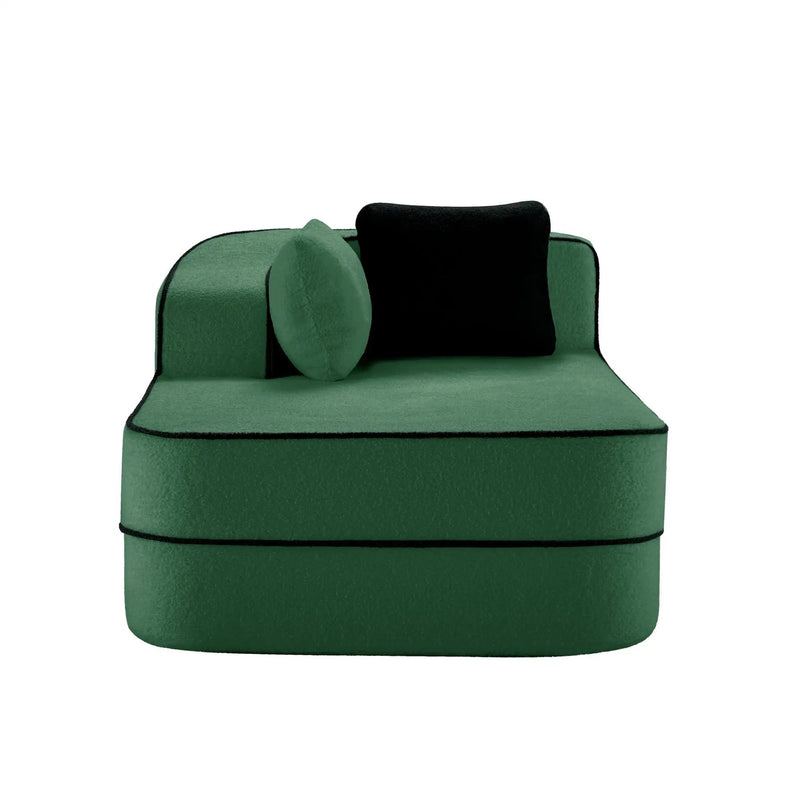 Elysees Left Chaise Sofa W/Pillows Teddy Fabric - Green by HouseOfZazla