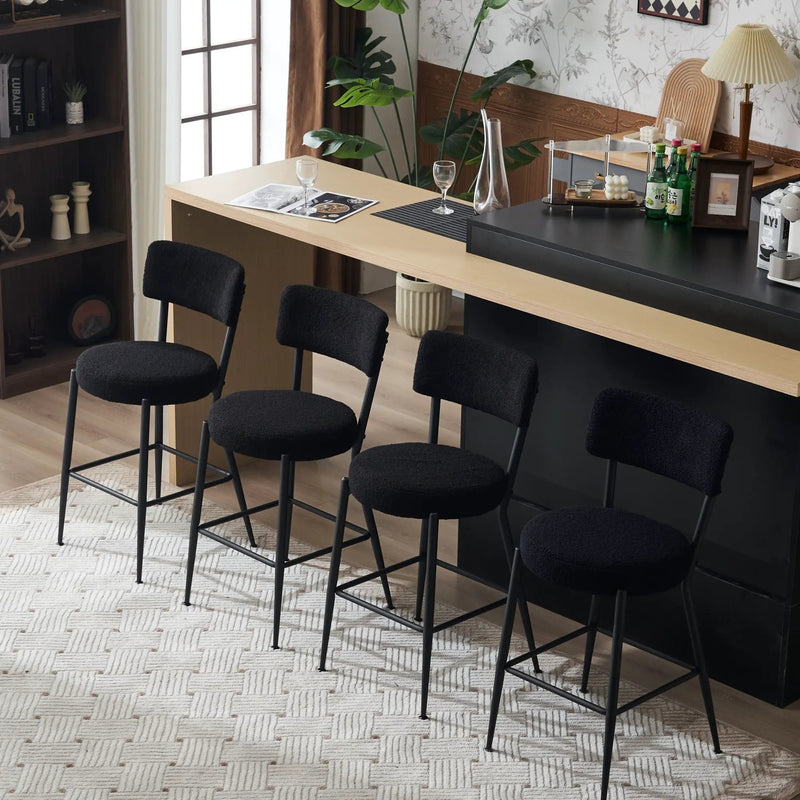 Modern Teddy Fabric Upholstered Bar Stools - Legs by HouseOfZazla