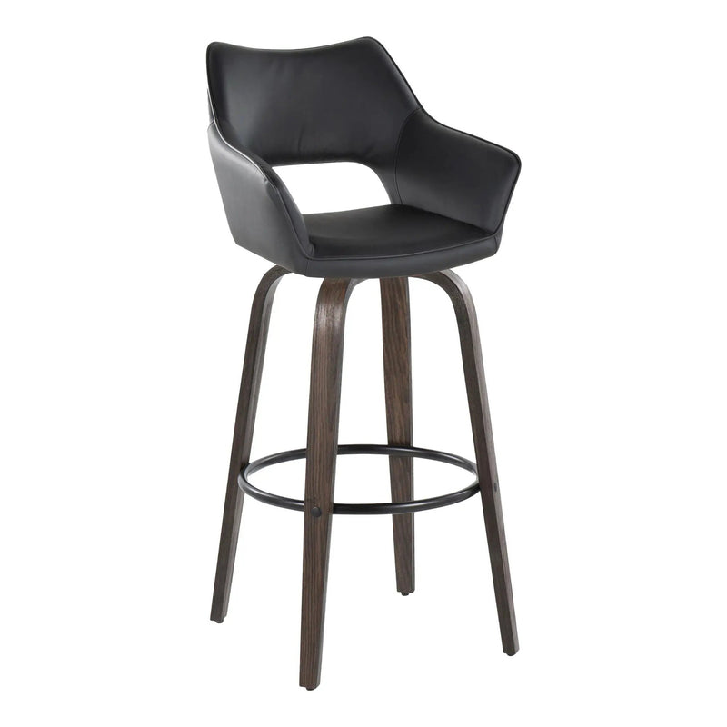 Mustang - Contemporary Fixed Height Barstool With Swivel With Round Footrest (Set of 2) by HouseOfZazla