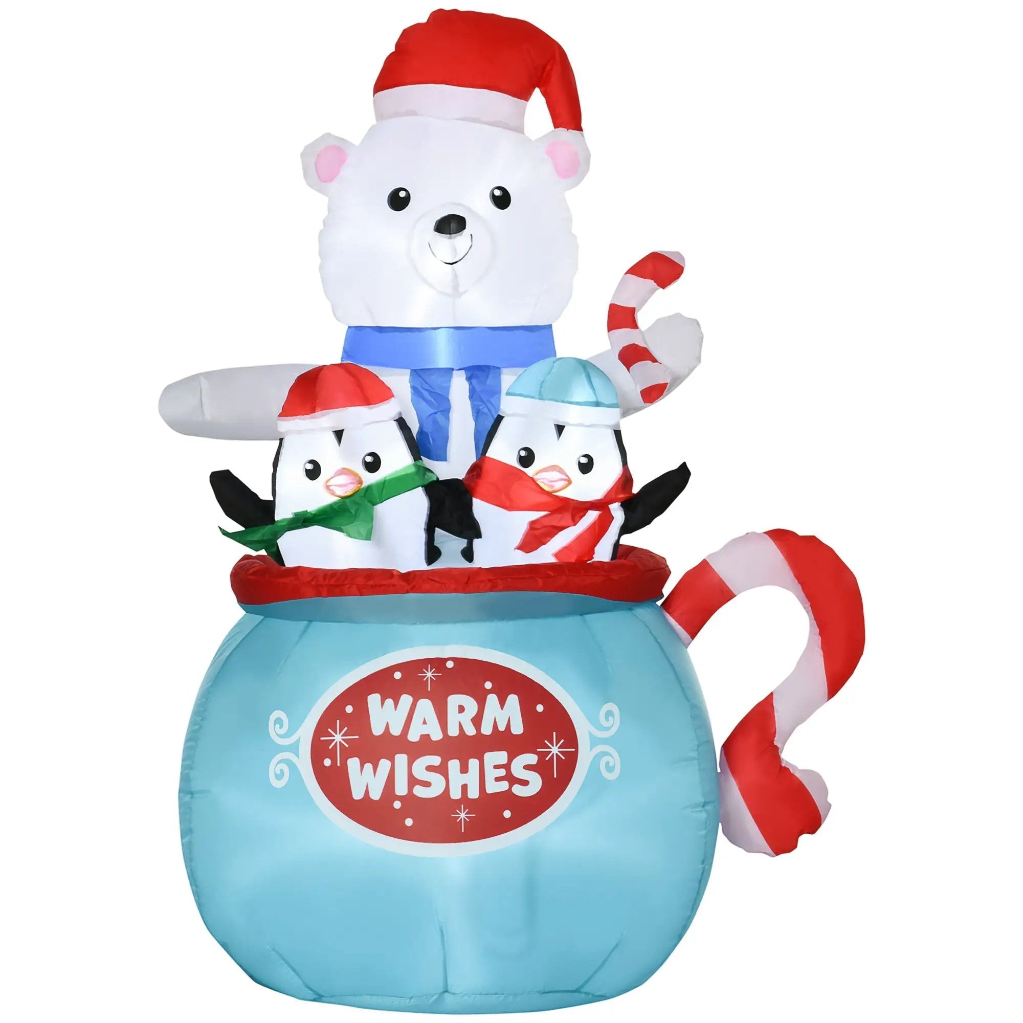 Outsunny 5ft Christmas Inflatable Outdoor Decoration Blessed Polar Bear and Penguins in the Cup by HouseOfZazla