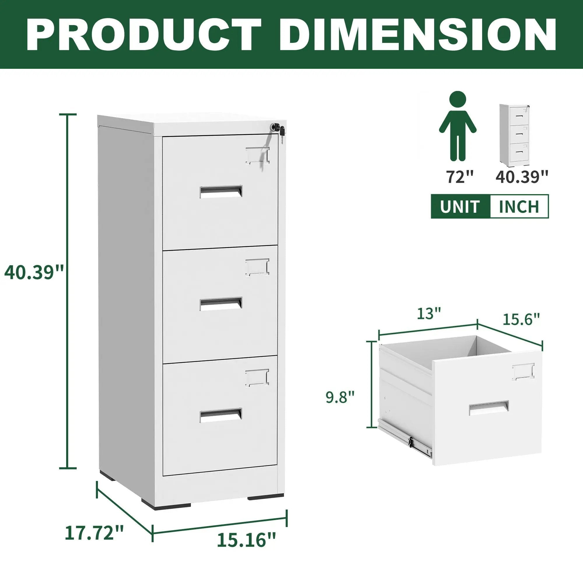 Modern Drawer Metal Vertical File Cabinet With Lock And Card Slot For Office by HouseOfZazla
