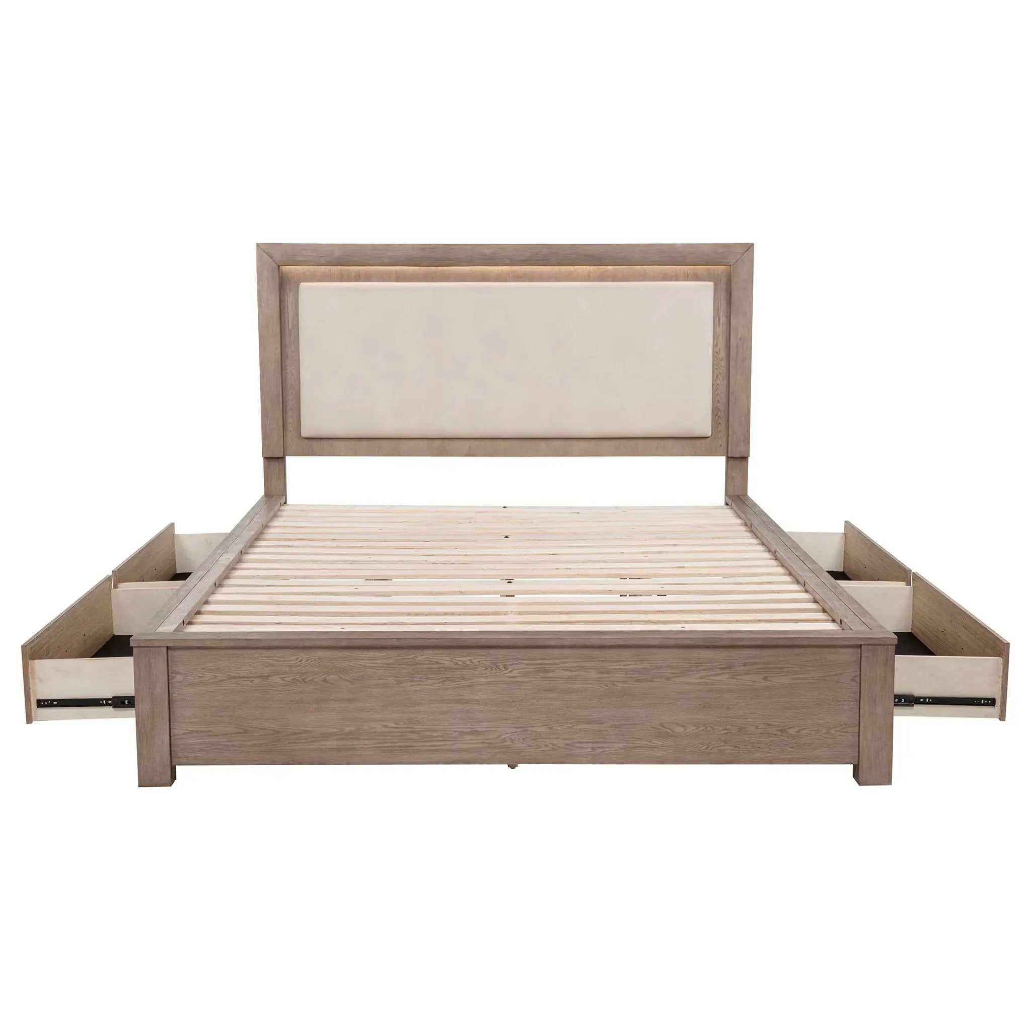 Kenora 56-inch Eastern King LED Storage Bed Barley Brown by Unique Piece Furniture