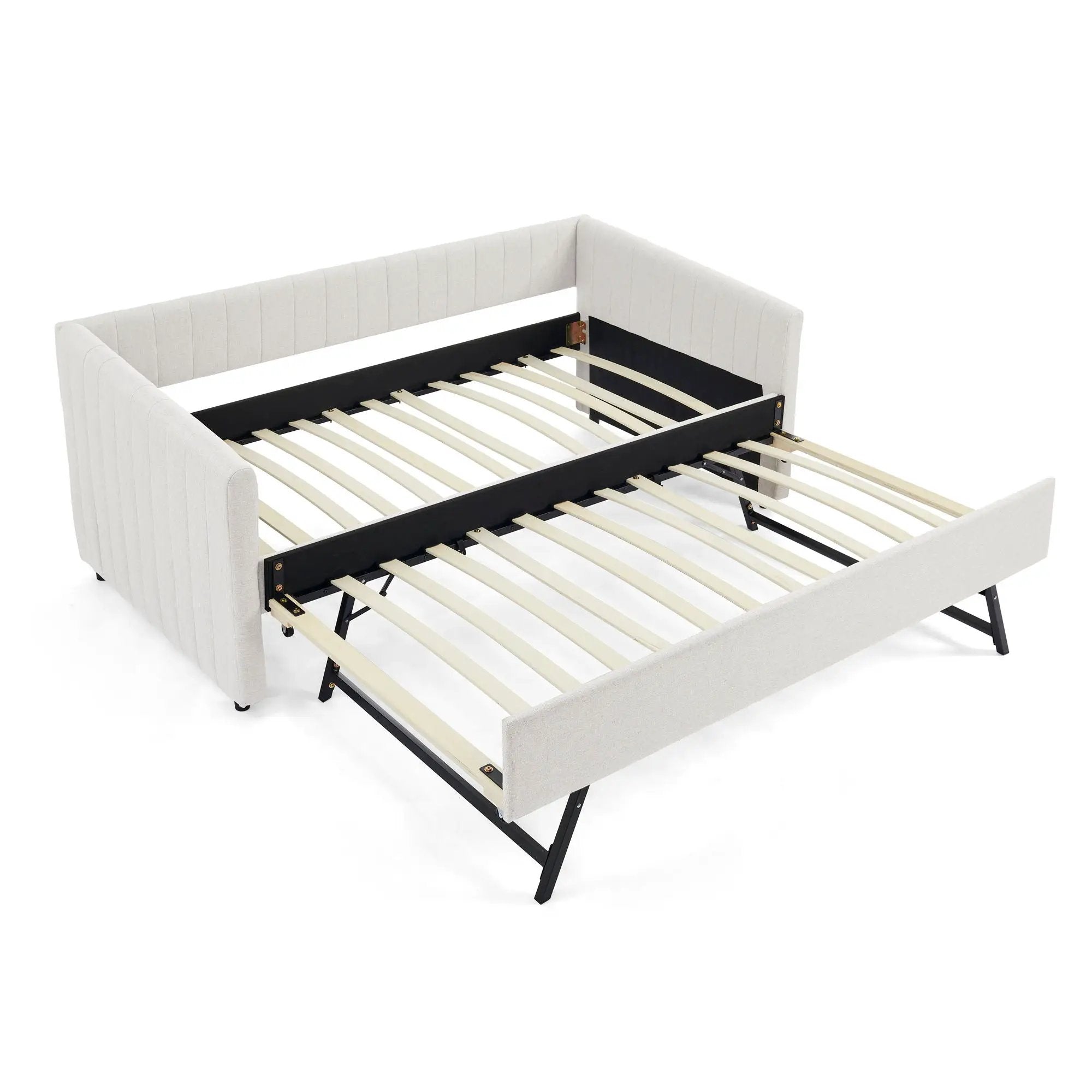 Upholstered Daybed With Trundle With Vertical Stripes by Unique Piece Furniture