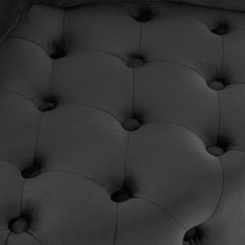 Modern Upholstered Swivel Chair With Button Tufted Design And Movable Wheels by HouseOfZazla