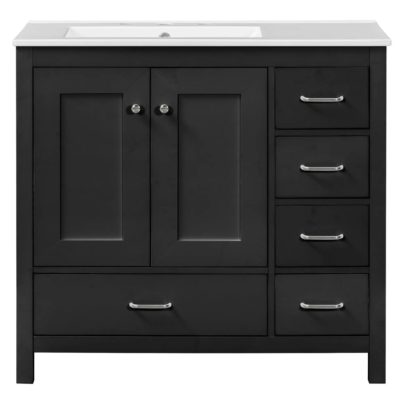 Bathroom Vanity With Ceramic Sink Combo, Abundant Storage Cabinet 2 Soft Close Doors And 5 Drawers by Unique Piece Furniture
