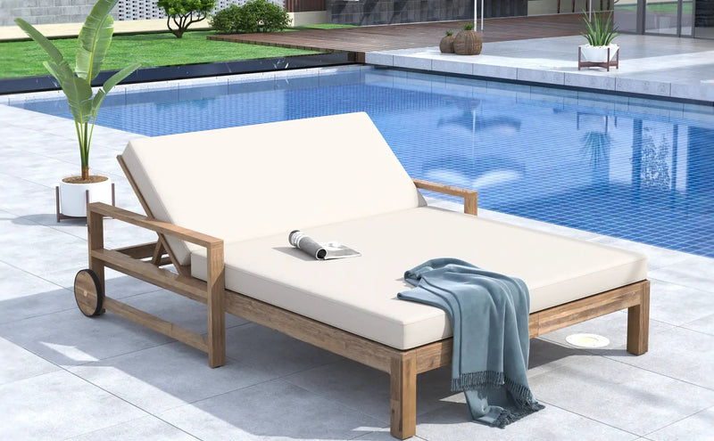 TREXM 1-Piece Farmhouse Wooden Outdoor Sunbed for 2 by HouseOfZazla