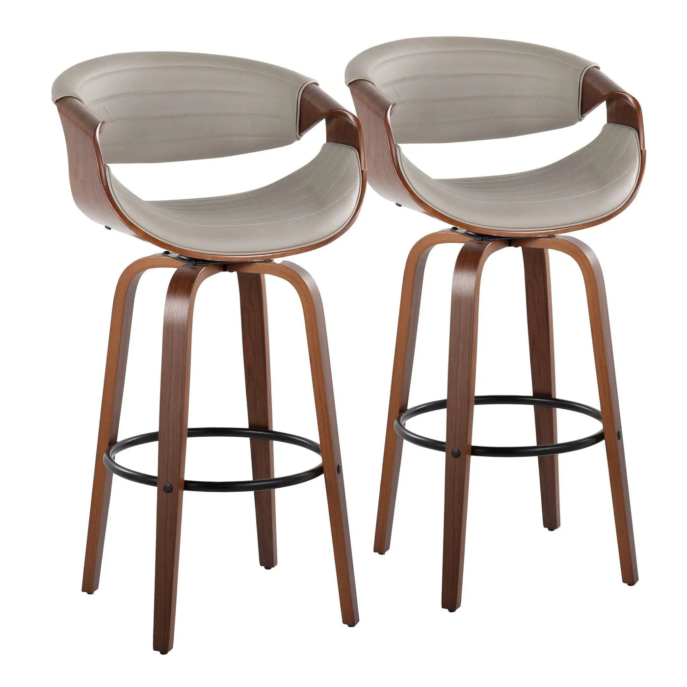 Symphony - Mid Century Modern Fixed Height Barstool With Swivel With Round Footrest (Set of 2) by HouseOfZazla