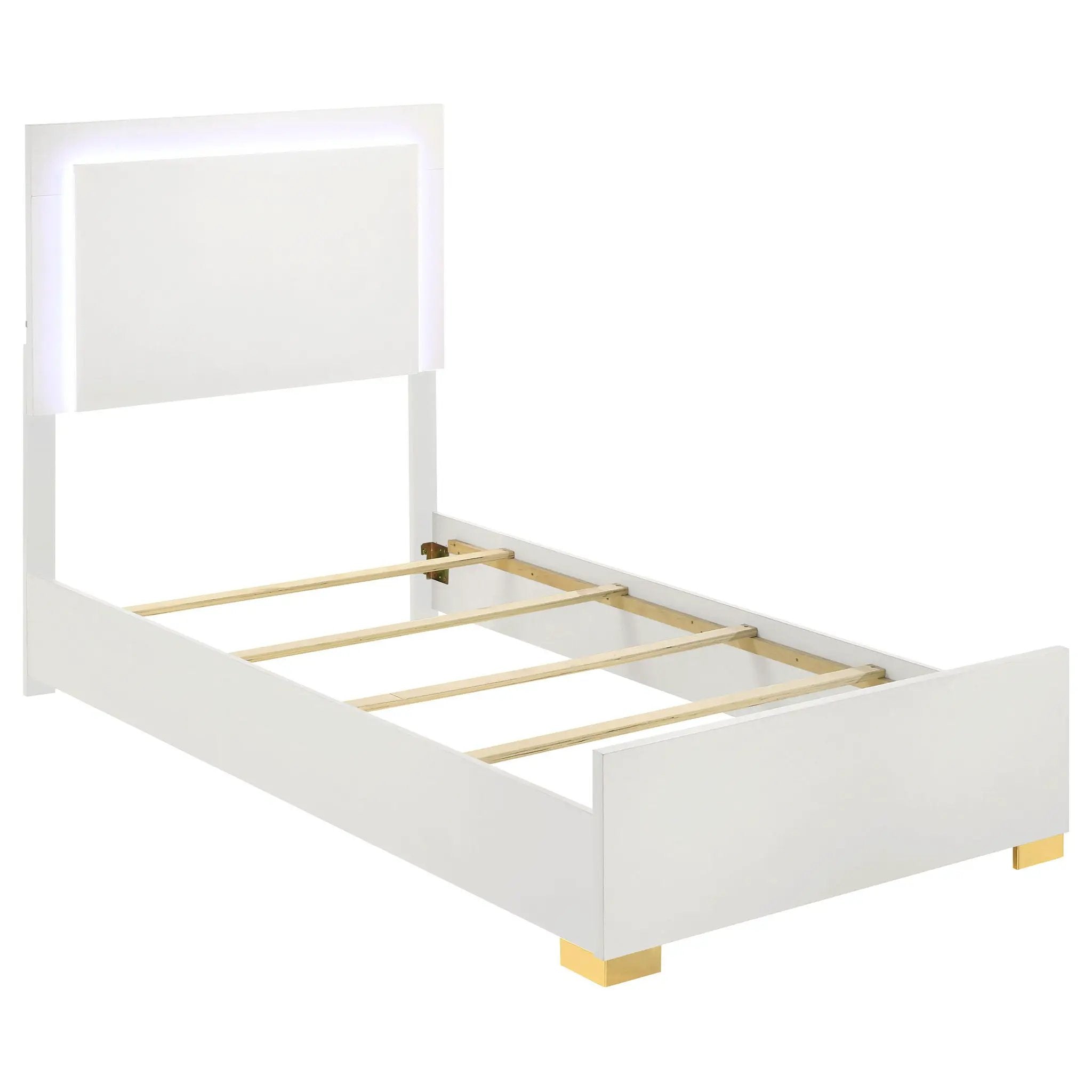 Marceline Wood Twin LED Panel Bed White by Unique Piece Furniture