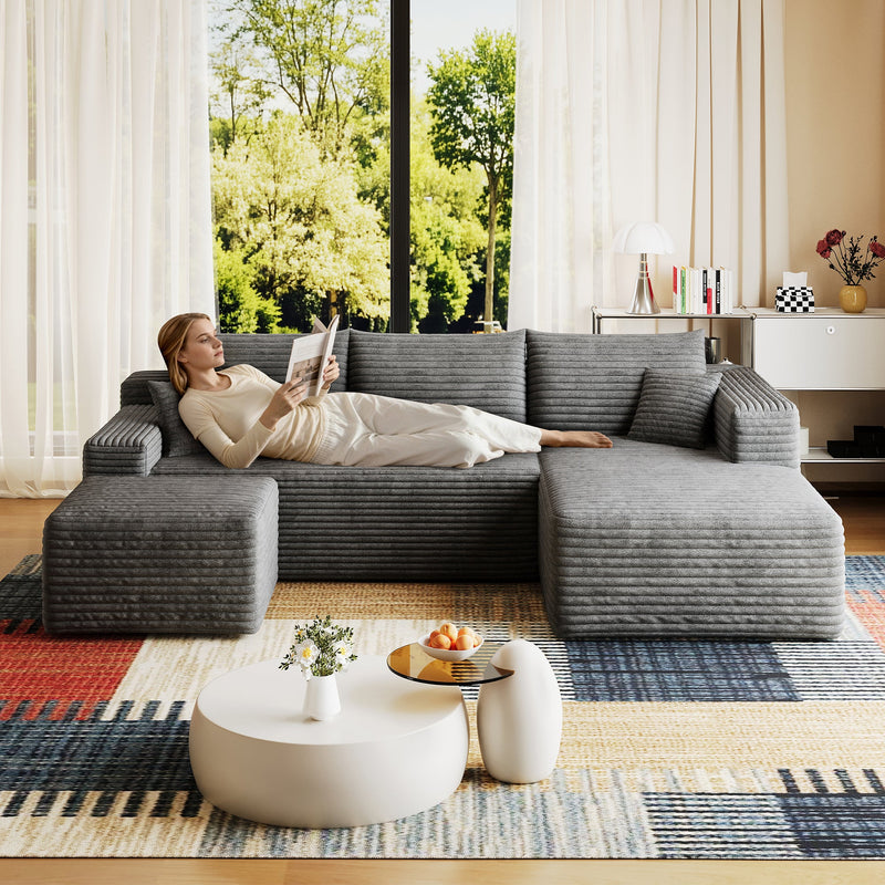 95" Cloud Sectional Sofa with Ottoman by HouseOfZazla