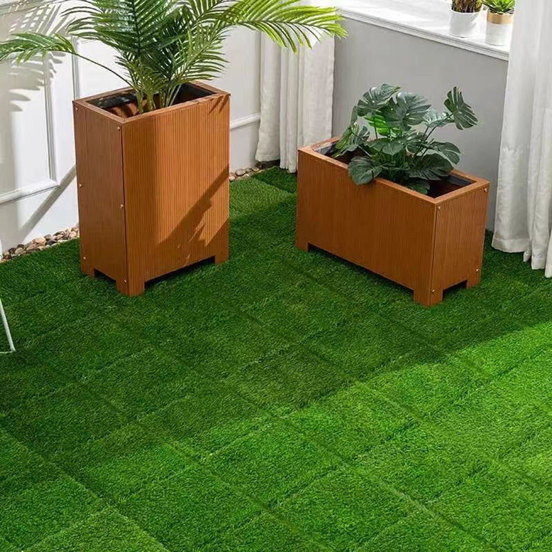 Artificial Lawn Interlocking Grass Tiles For Patio (Set of 36) - Green by HouseOfZazla