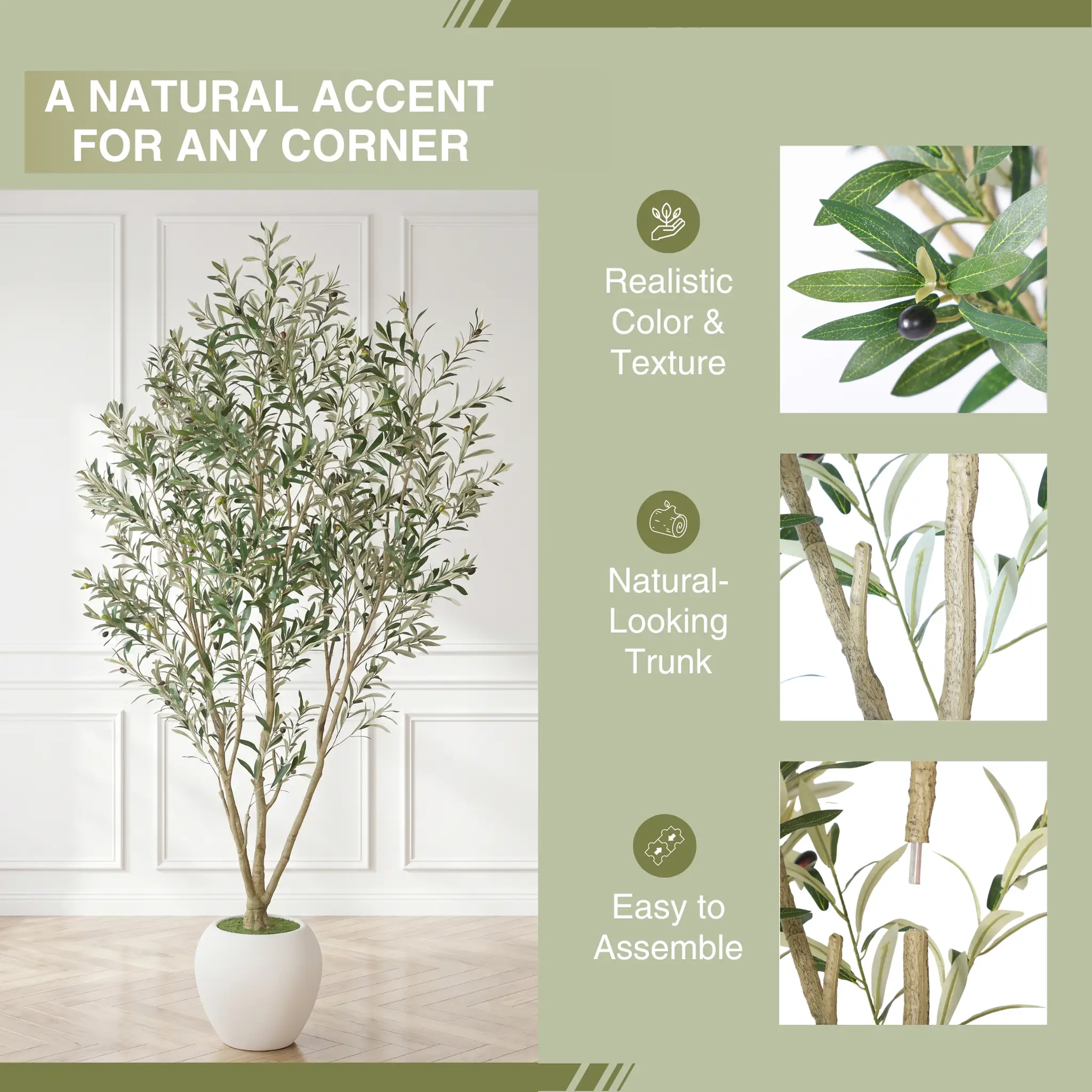 8FT Artificial Olive Tree With Big Decorative by HouseOfZazla
