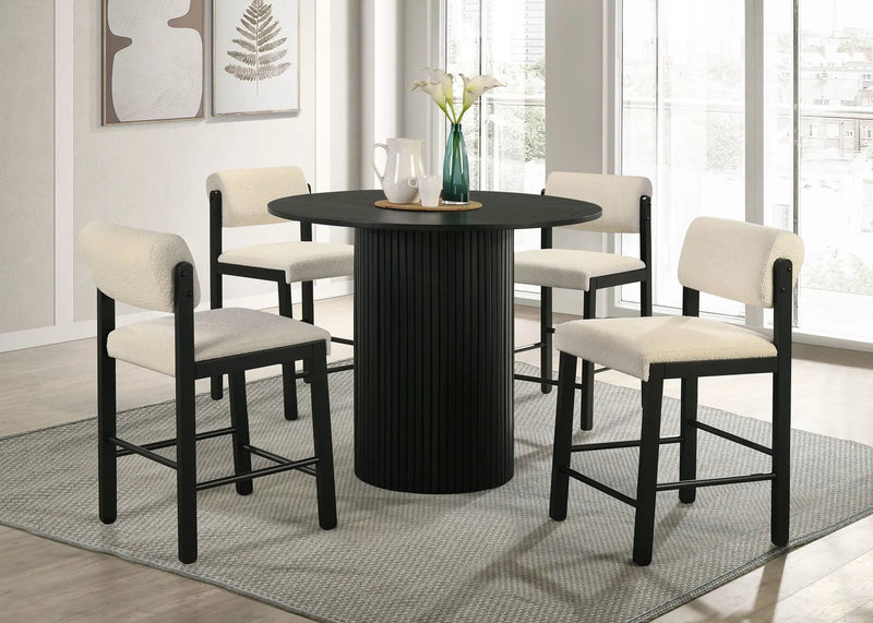 Hamlyn 5-piece Round Wood Counter Height Dining Set Cream and Black by Unique Piece Furniture