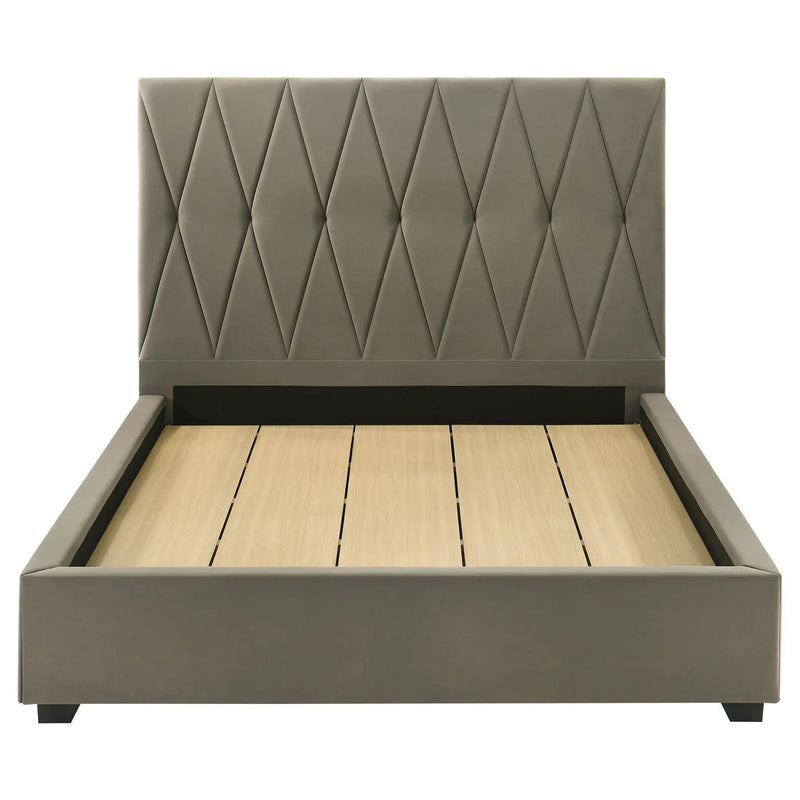 Delsea Upholstered Queen Panel Platform Bed Light Brown by Unique Piece Furniture