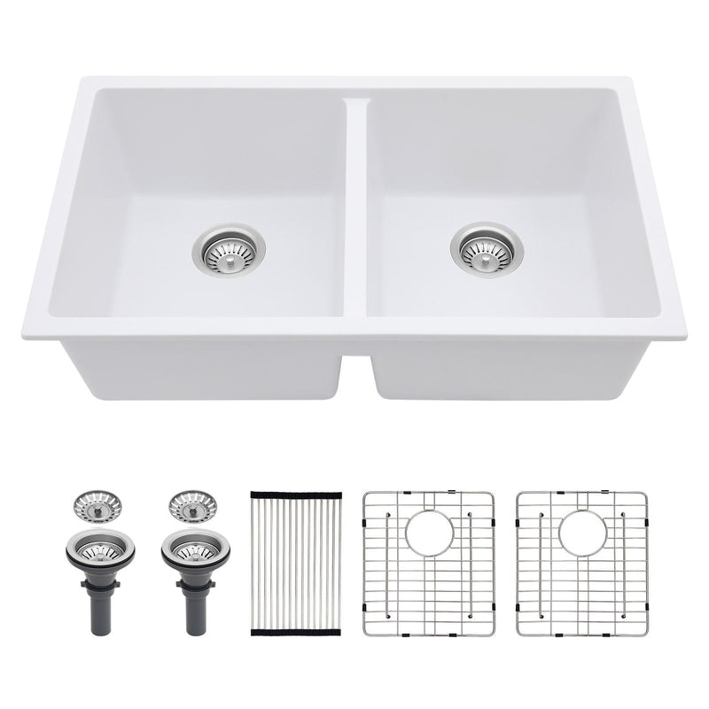 Granite Composite Double Bowl Undermount Kitchen Sink by HouseOfZazla