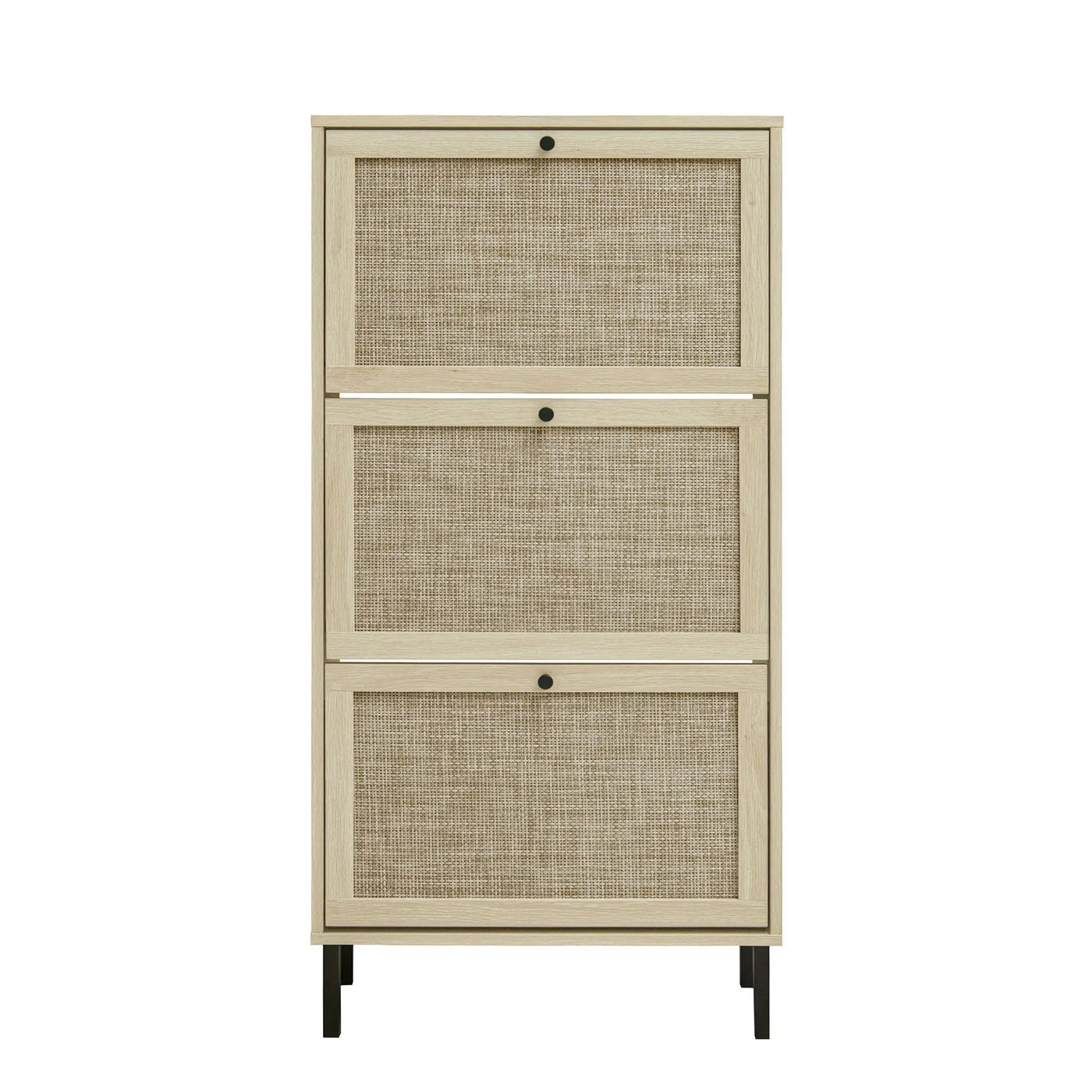 Modern Rattan 3 Door Shoe Rack Cabinet for Entryway by HouseOfZazla