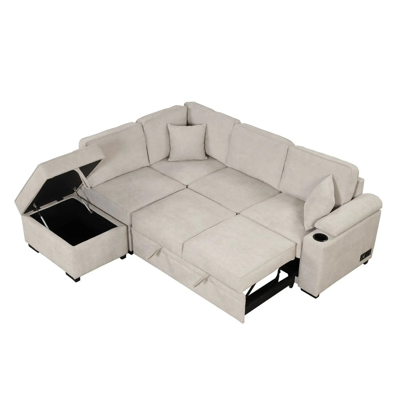 Sleeper Sofa Bed, 2 In 1 Pull Out Sofa Bed L Shape Couch With Storage Ottoman For Living Room, Bedroom Couch And Small Apartment by HouseOfZazla