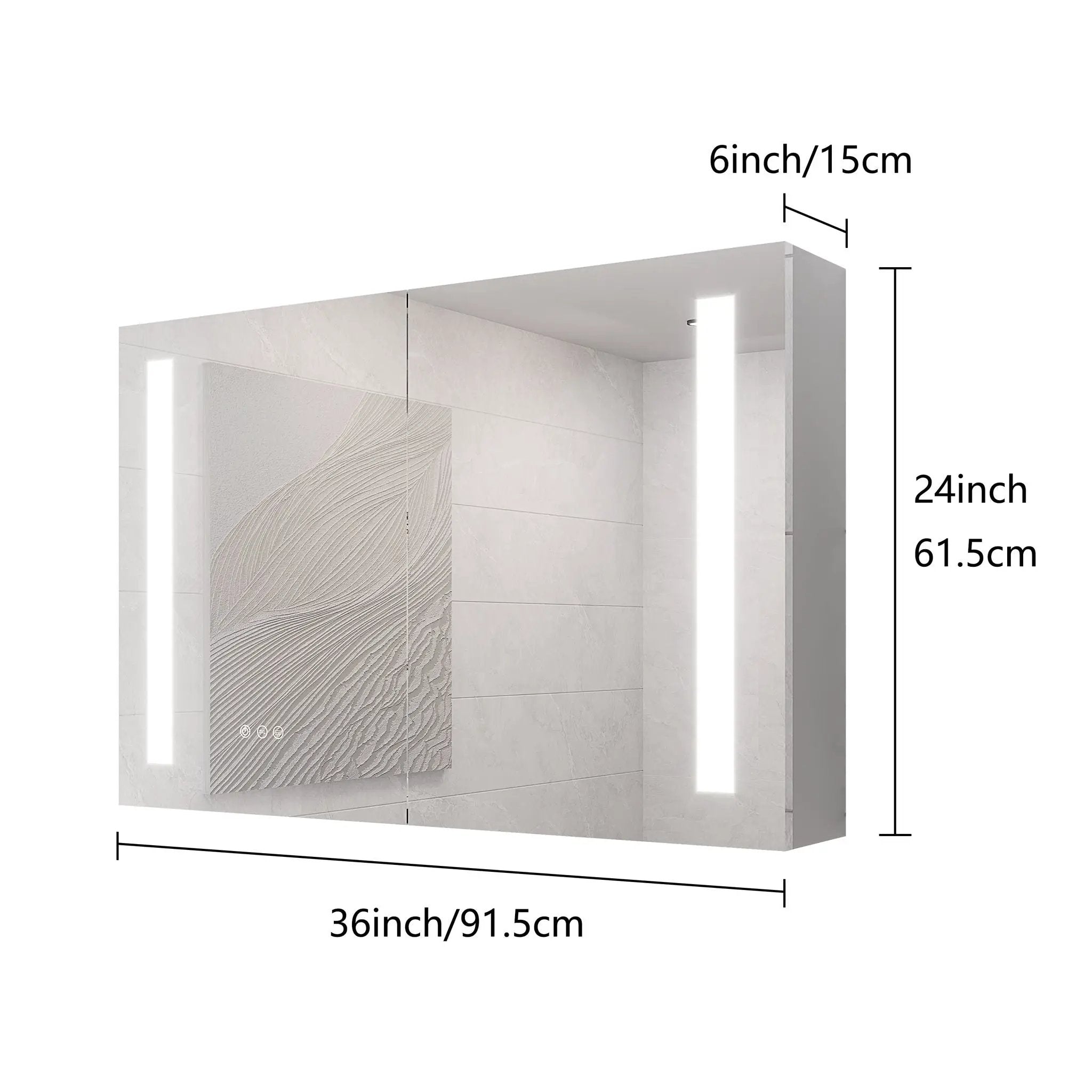 LED Medicine Cabinet With Mirror, Double Door With Defogger, Dimmer, Surface Mount by HouseOfZazla