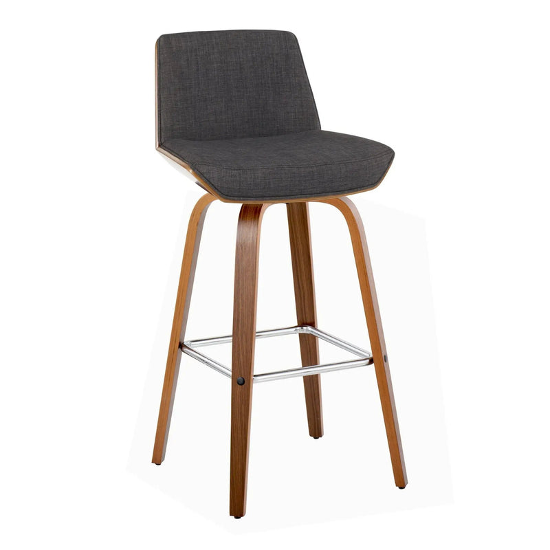 Corazza - Mid Century Modern Fixed Height Barstool With Swivel With Square Footrest (Set of 2) by Unique Piece Furniture