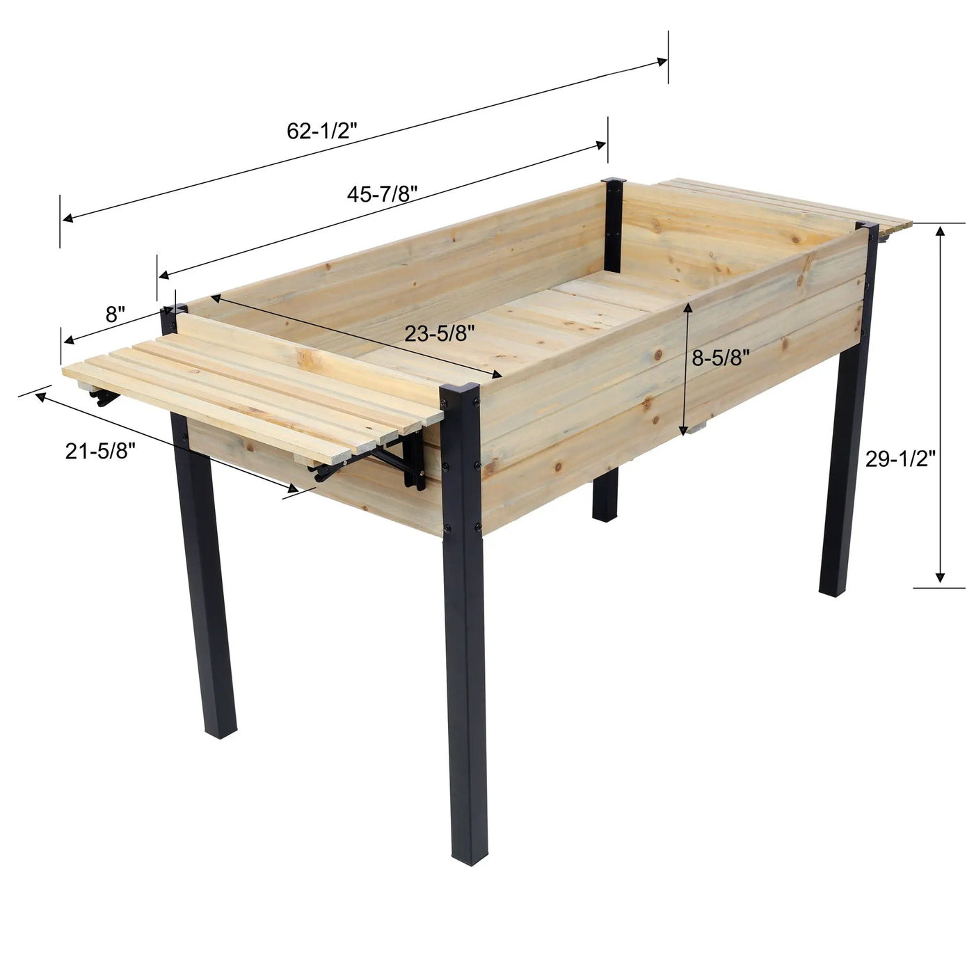 Raised Garden Bed With Metal Legs And Folding Storage Shelf by Unique Piece Furniture