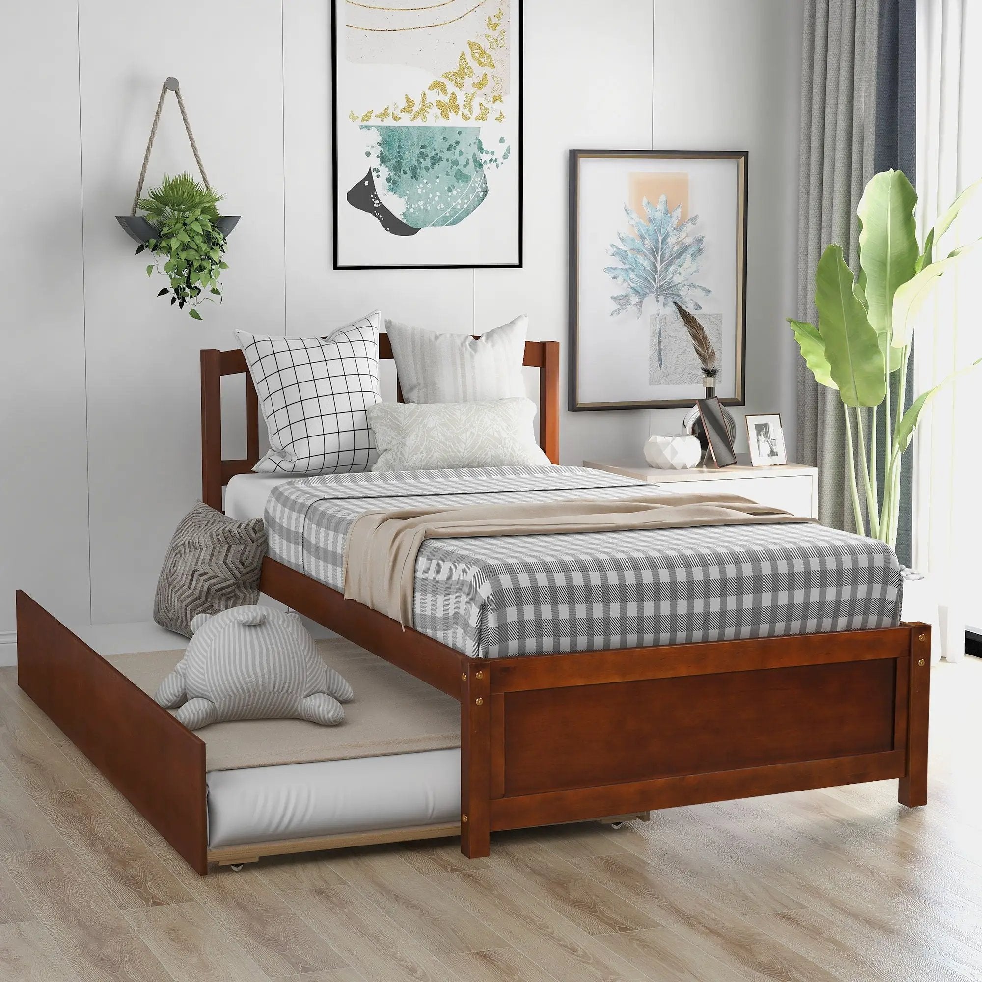 Platform Bed Wood Bed Frame With Trundle by HouseOfZazla