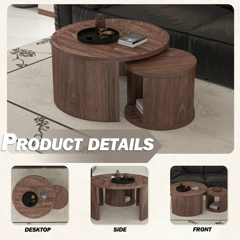Round Nesting Coffee Table Set of 2 by HouseOfZazla