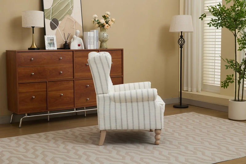 Modern Accent Chair with Retro Wood Legs and Floral Design by HouseOfZazla