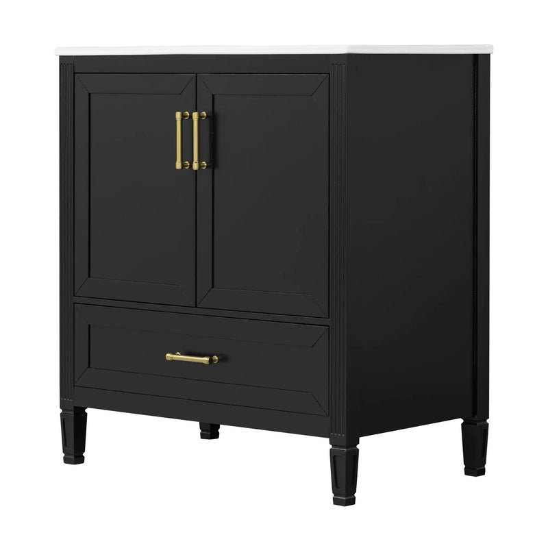 Elegant Fluted Bathroom Vanity With Sink, Soft Close Doors & Drawer by HouseOfZazla