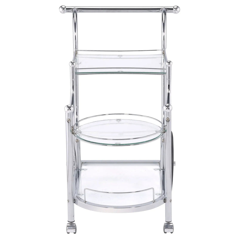 Sarandon 3-tier Glass Shelf Metal Bar Cart Chrome by Unique Piece Furniture
