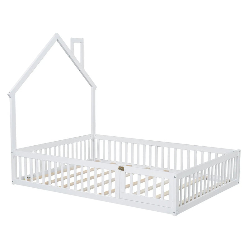 House Platform Bed With Guardrail by HouseOfZazla
