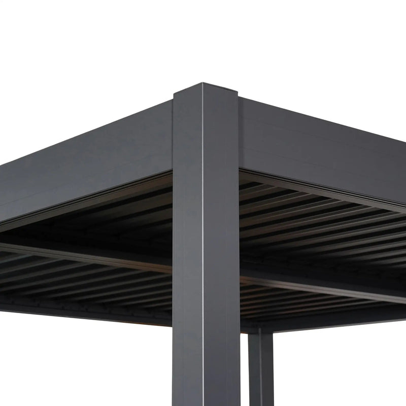 Byron Black Outdoor Pergola Aluminum with Adjustable Louvered Roof by HouseOfZazla