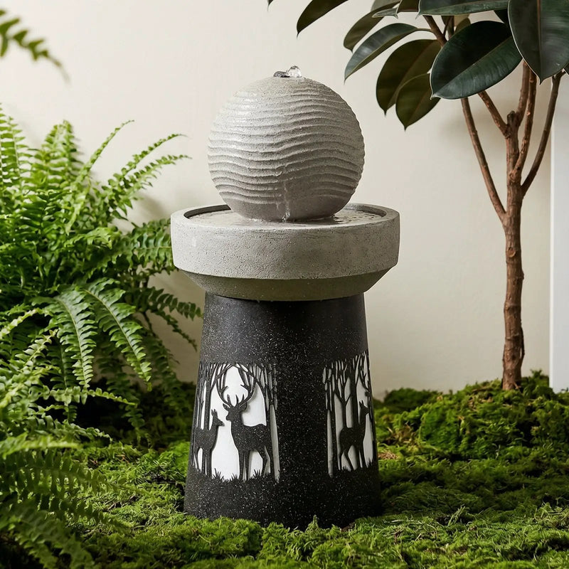 Outdoor Garden Lantern with Warm LED Light Deer Silhouette