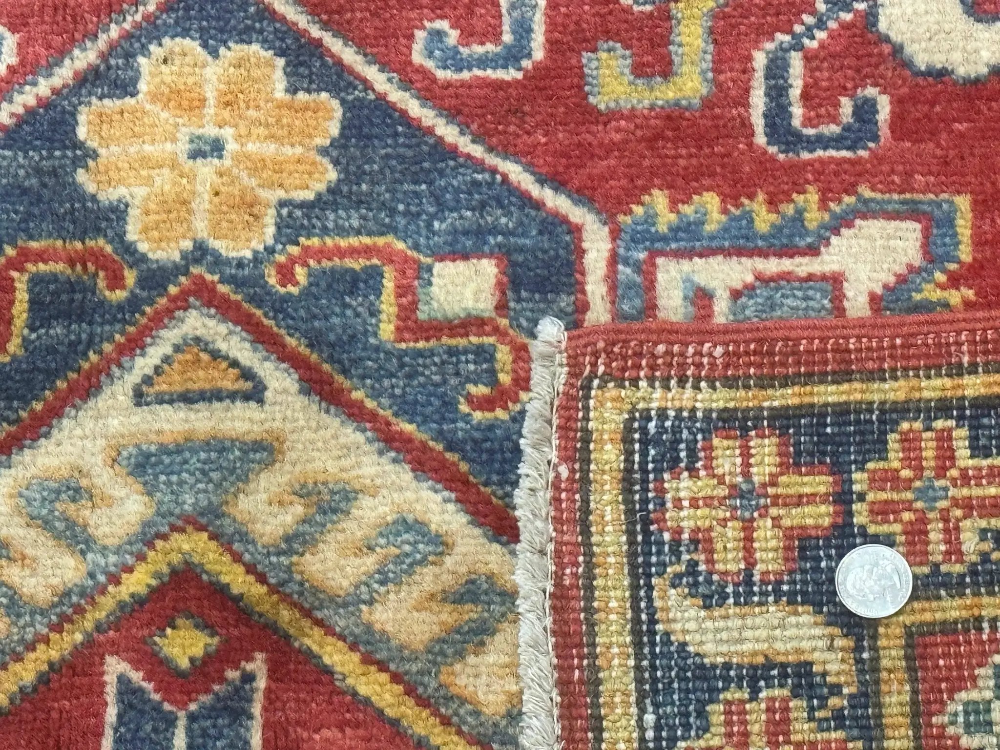 Turkish Kazak Rug 7.6 x 9.5, Geometric Medallions, Caucasian Pattern by Jewel Rugs