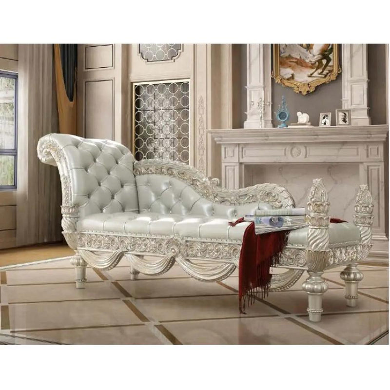 Sandoval - Bench - Beige Synthetic Leather & Champagne by Unique Piece Furniture
