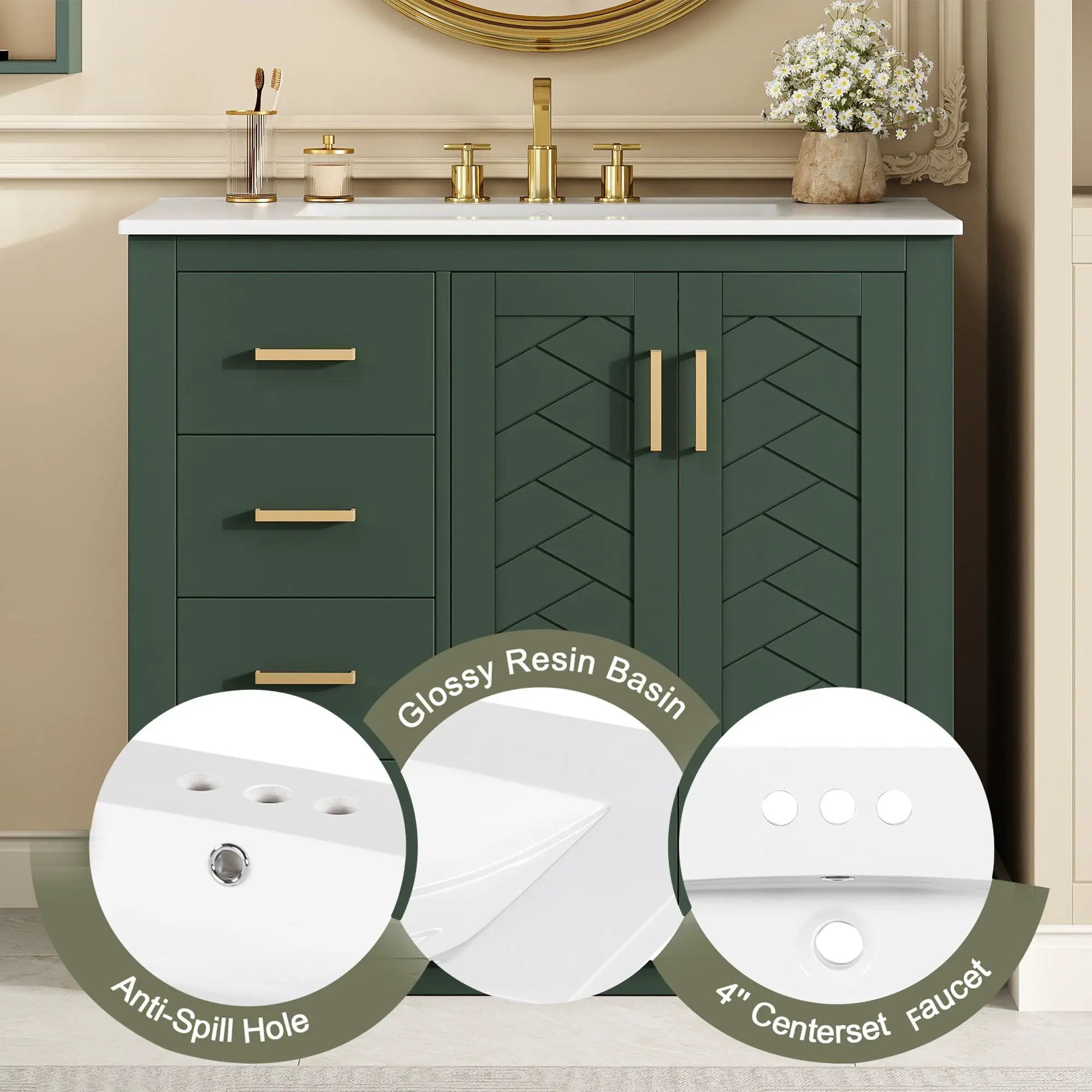 Bathroom Vanity With Sink Combo, Storage Cabinet, Freestanding Set With 3 Drawers & Soft Closing Doors by Unique Piece Furniture