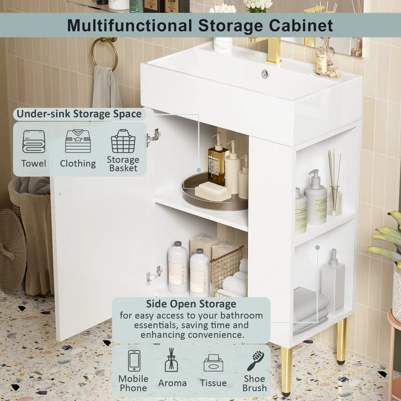 Bathroom Vanity, Combo Cabinet, Bathroom Storage Cabinet, Single Ceramic Sink by Unique Piece Furniture