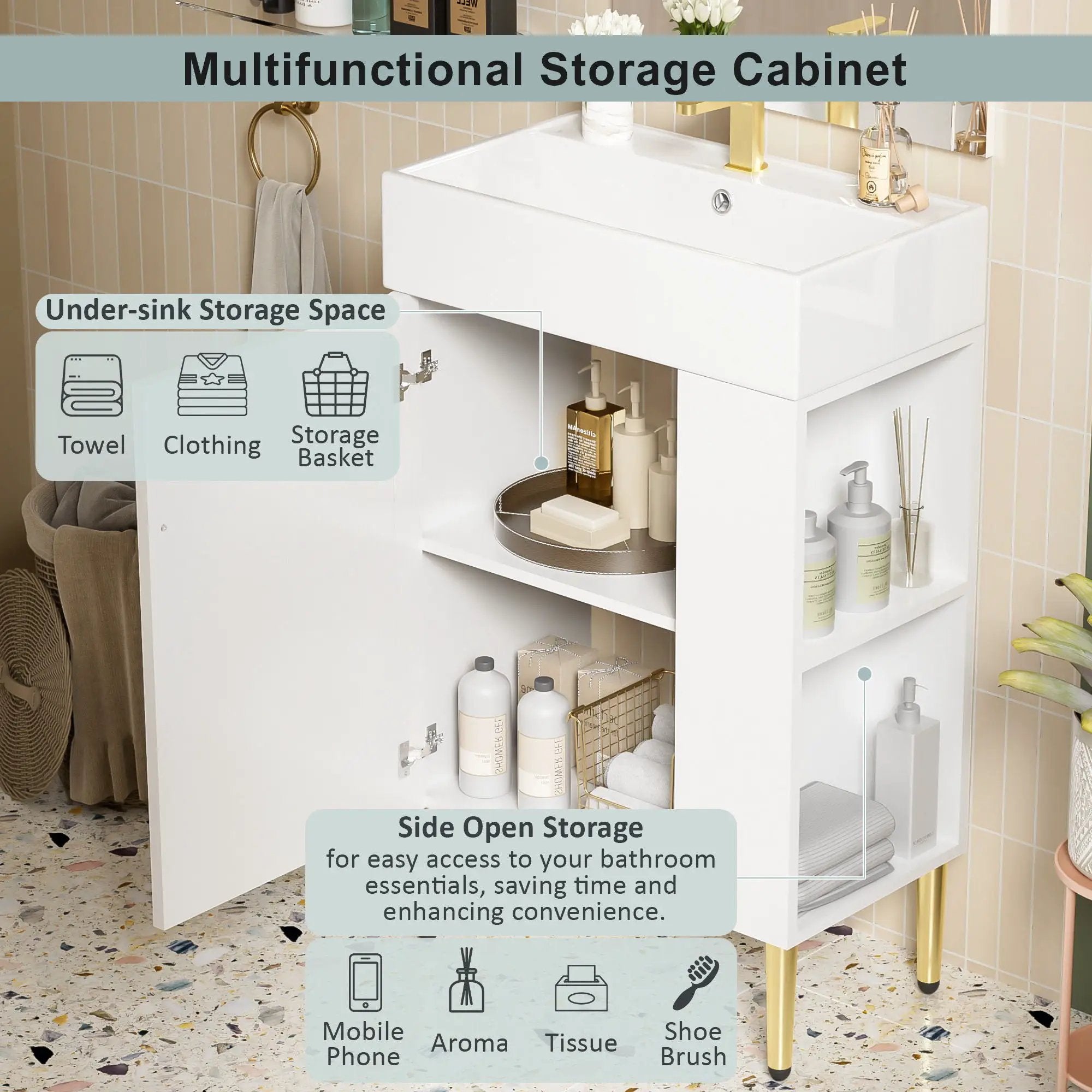 Bathroom Vanity, Combo Cabinet, Bathroom Storage Cabinet, Single Ceramic Sink by HouseOfZazla