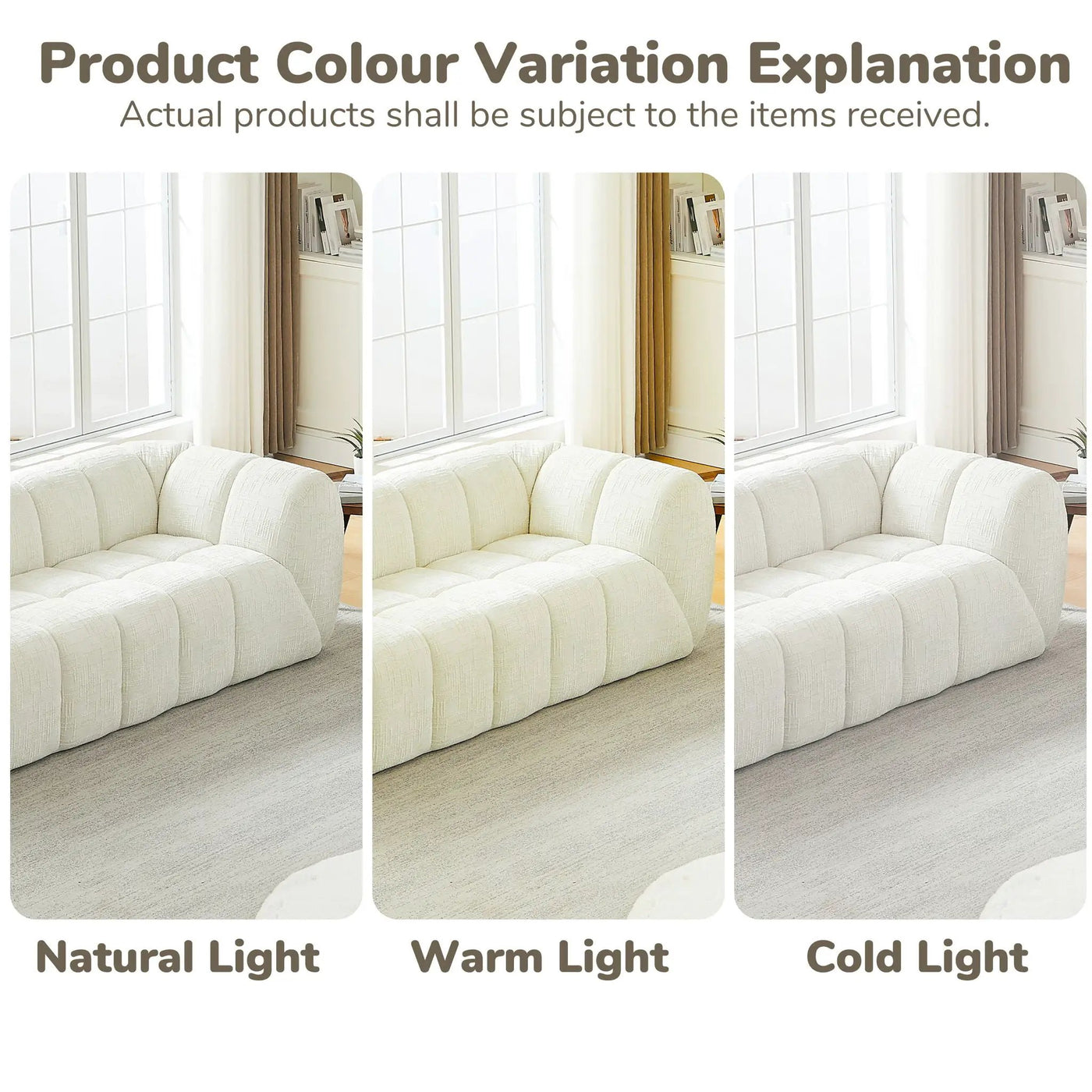 Quilted Cloud Sofa With Rounded Armrests And Piano Key Backrest Design by HouseOfZazla