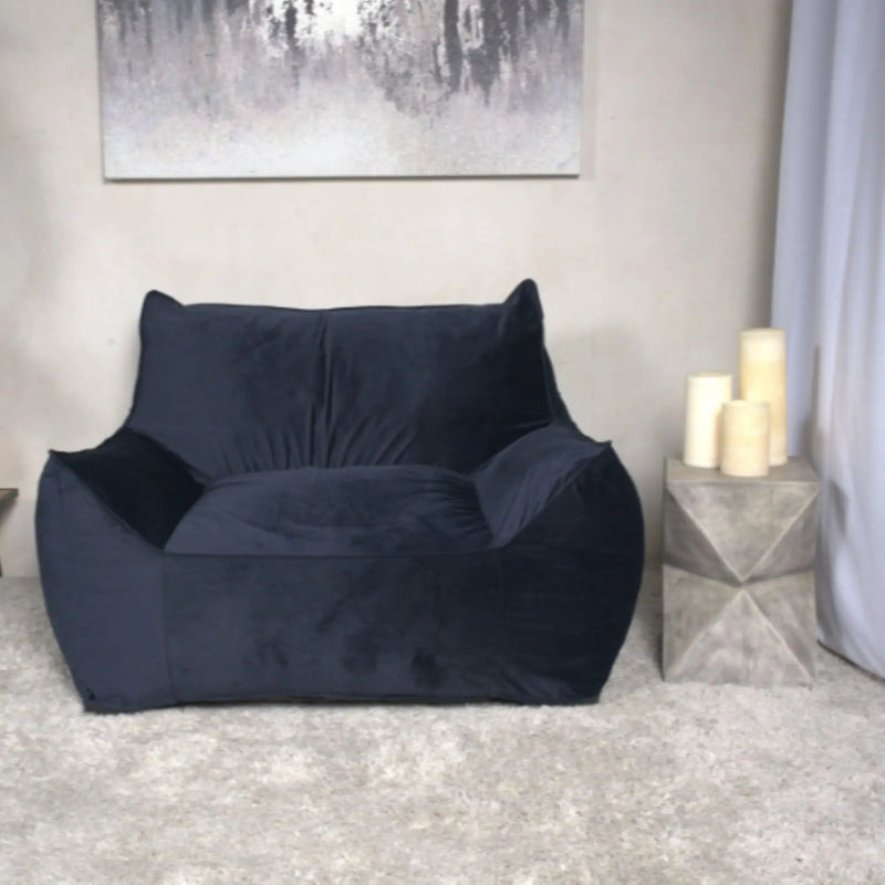 Allea - Velveteen Bean Bag Chair With Armrests - Midnight Blue by Unique Piece Furniture