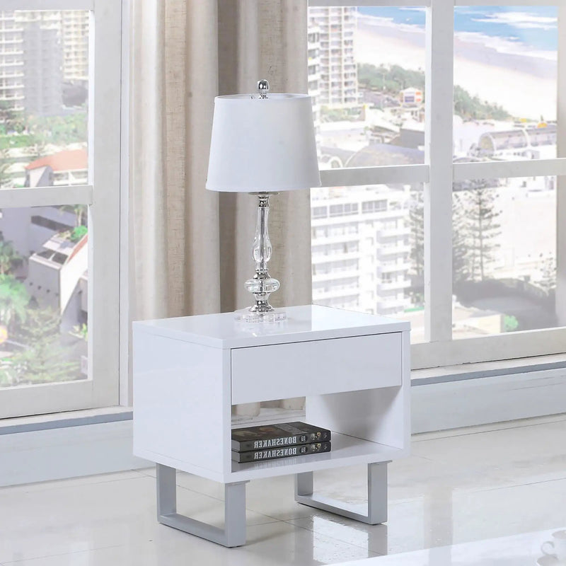 1 Drawer End Table With U-Shaped Legs - White by HouseOfZazla