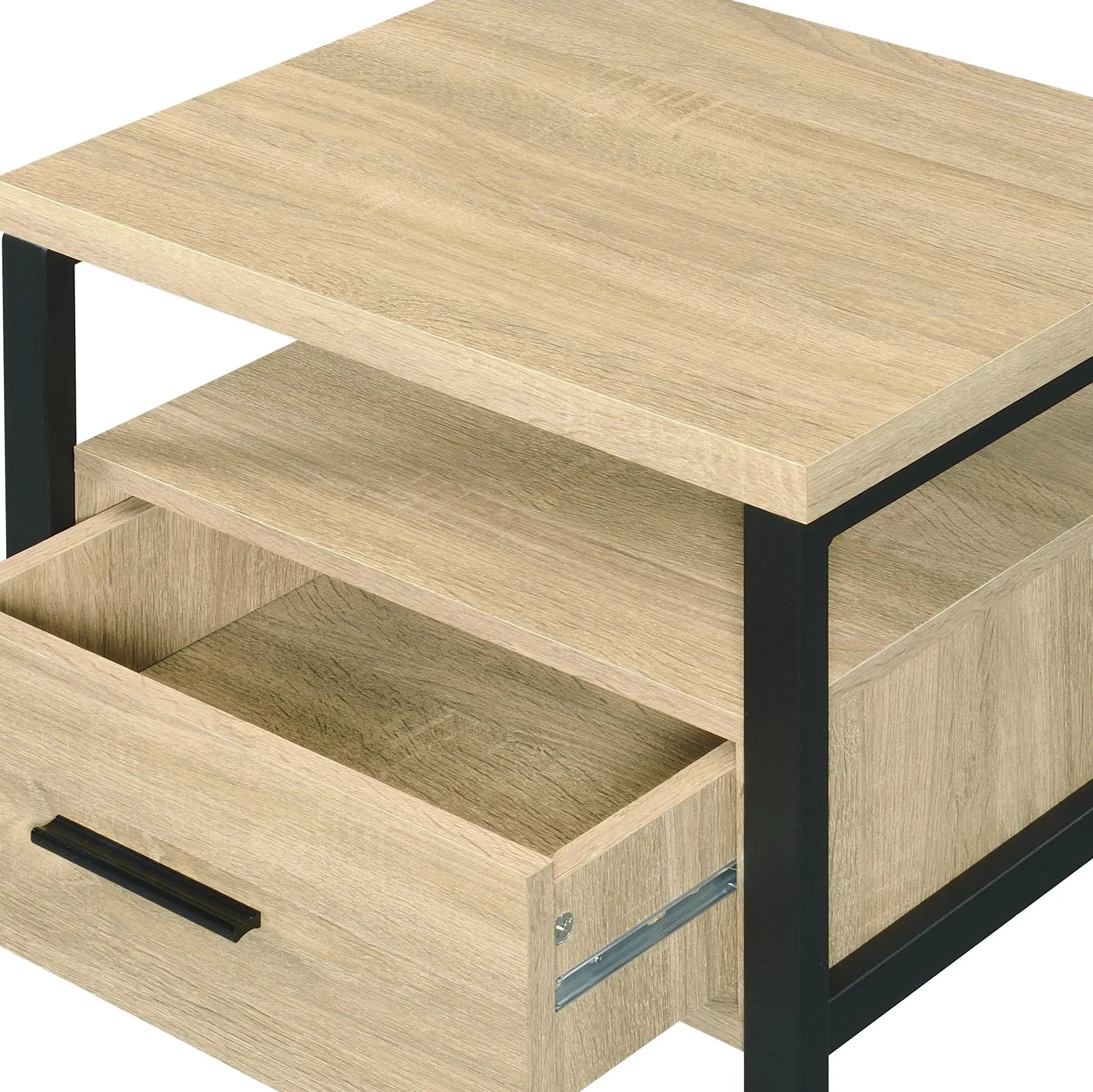 Oak Finish Nightstand with 1 Drawer and 1 Shelf by HouseOfZazla