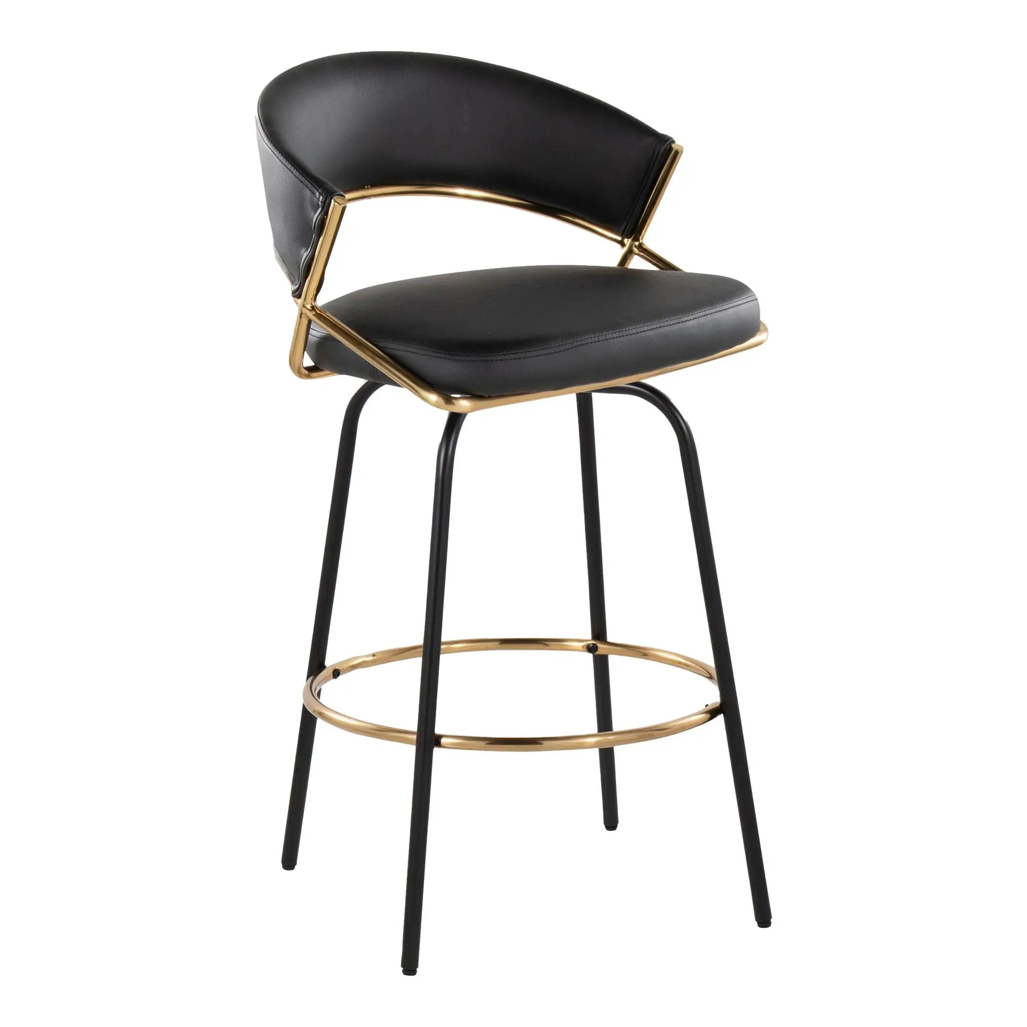 Jie - Fixed Height Contemporary Counter Stool With Swivel Round Footrest (Set of 2) by Unique Piece Furniture