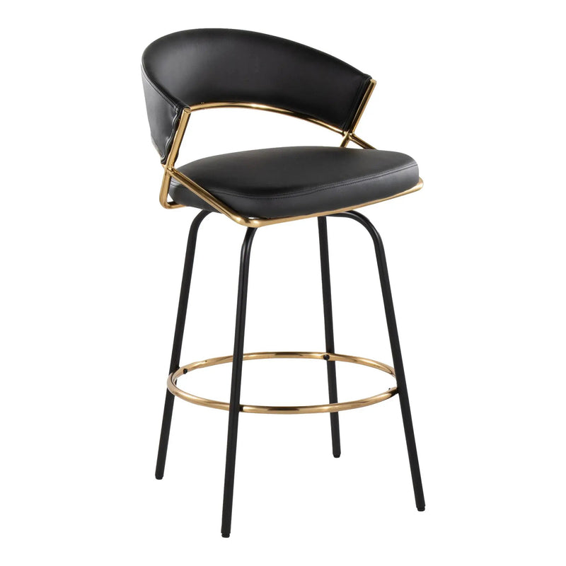 Jie - Fixed Height Contemporary Counter Stool With Swivel Round Footrest (Set of 2) by Unique Piece Furniture